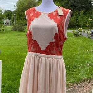 Ted Baker Lace Skater Dress Orange Size 4